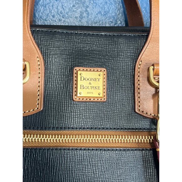 Vintage Dooney & Bourke Black & Tan Leather Satchel - Picture 5 of 13